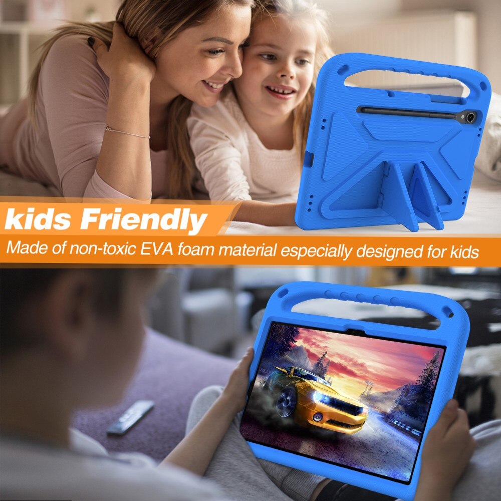 Coque EVA avec poignée pour enfants pour Samsung Galaxy Tab S9 FE, bleu