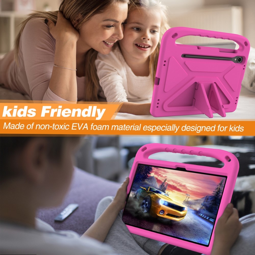 Coque EVA avec poignée pour enfants pour Samsung Galaxy Tab S9 FE, rose