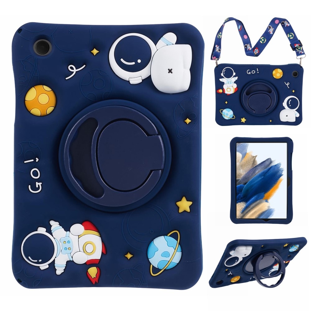 Coque avec béquille et bandoulière Astronaute Samsung Galaxy Tab A8, bleu