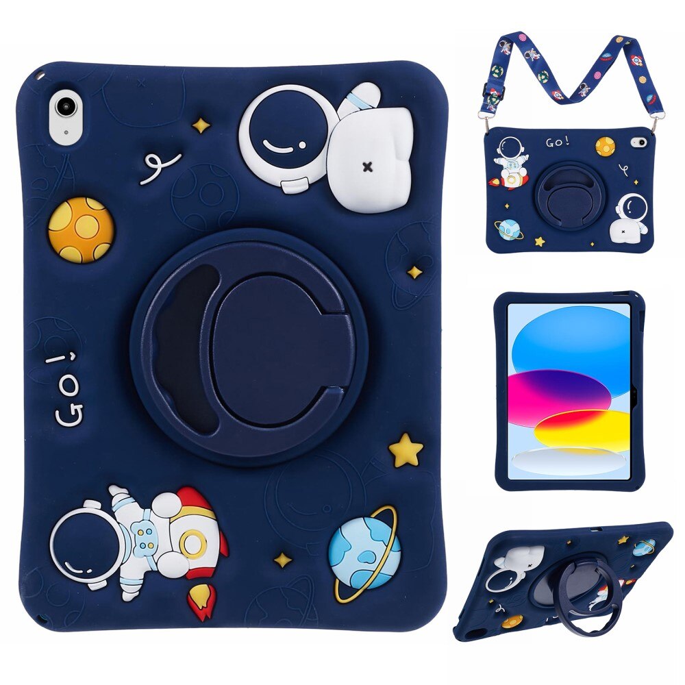 Coque avec béquille et bandoulière Astronaute Apple iPad 11 11th Gen (2025), bleu