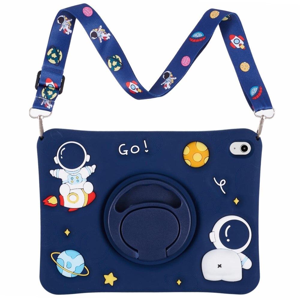 Coque avec béquille et bandoulière Astronaute iPad 10.9 10th Gen (2022), bleu