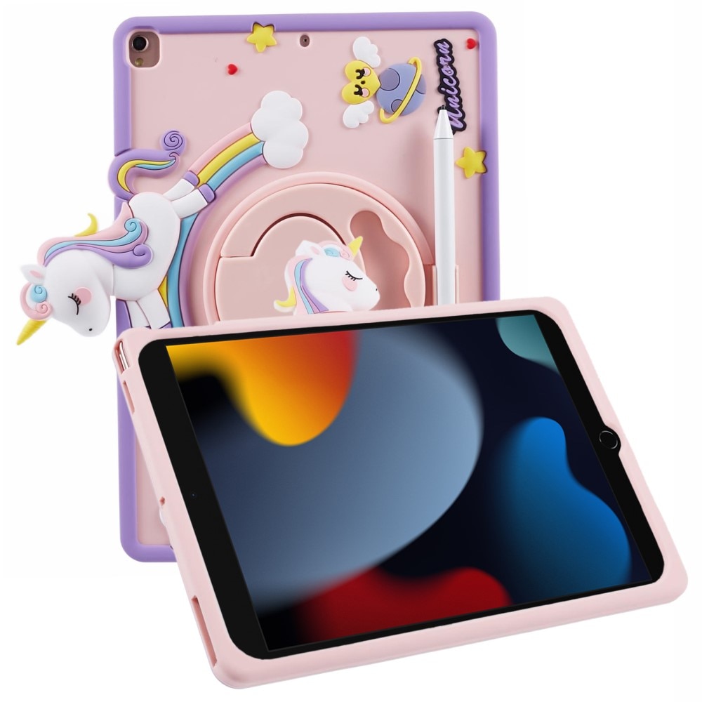 Coque avec béquille Licorne iPad 10.2 9th Gen (2021), rose