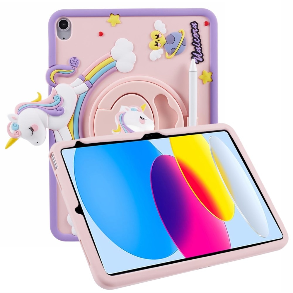 Coque avec béquille Licorne iPad 10.9 10th Gen (2022), rose