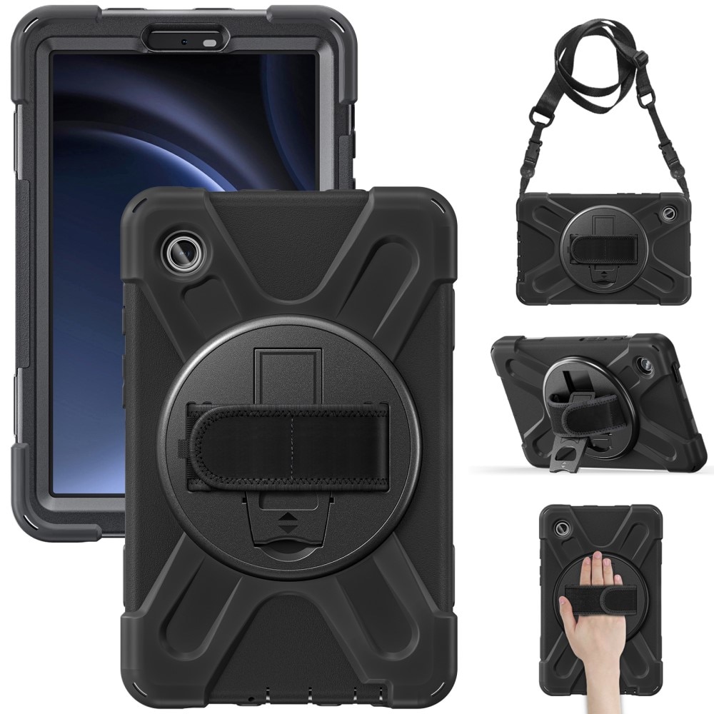 Coque hybride antichoc avec bandoulière Samsung Galaxy Tab A9, noir