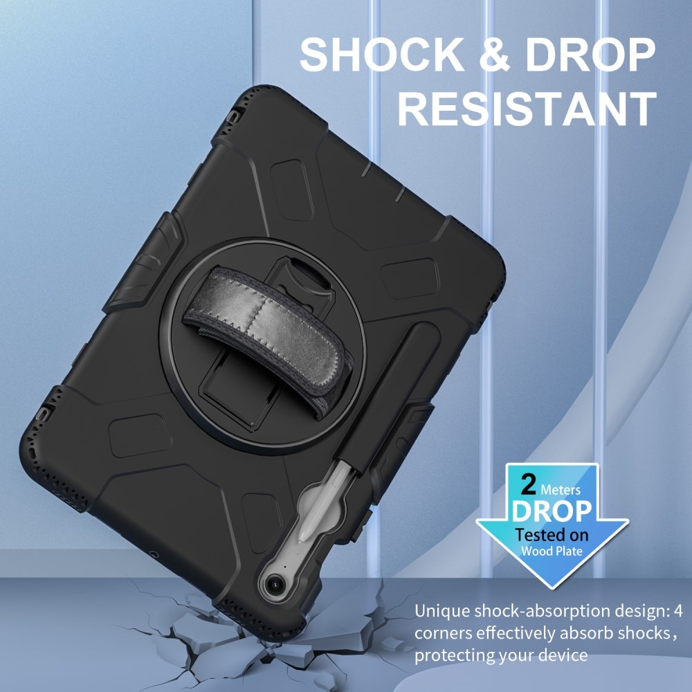 Coque hybride antichoc avec bandoulière Samsung Galaxy Tab S10 FE, noir