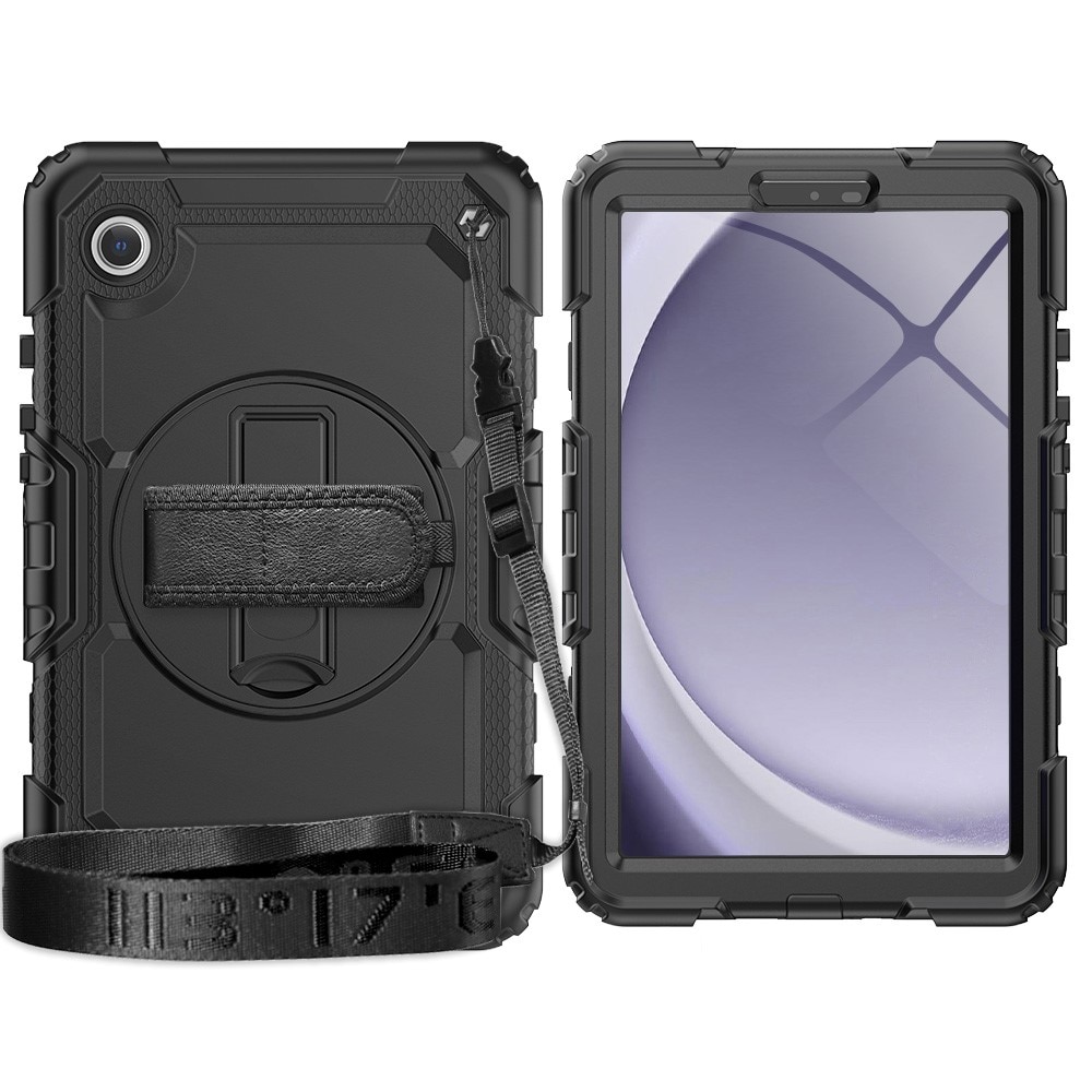 Full Protection Coque hybride antichoc avec bandoulière Samsung Galaxy Tab A9, noir