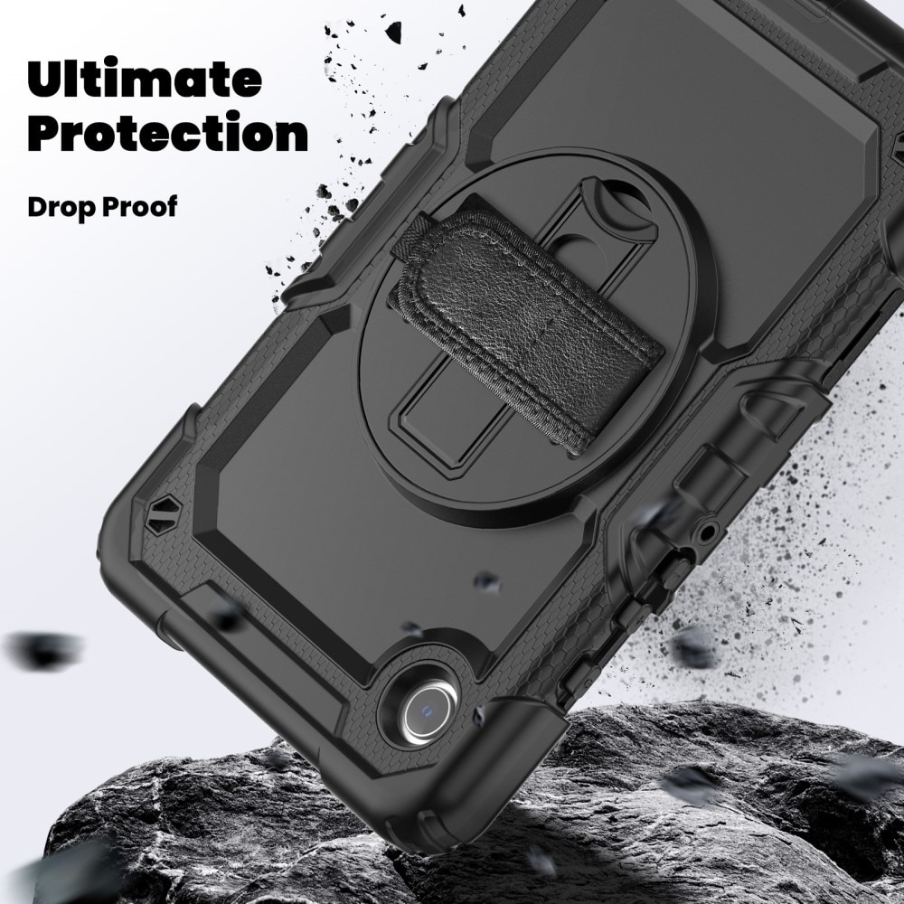 Full Protection Coque hybride antichoc avec bandoulière Samsung Galaxy Tab A9, noir