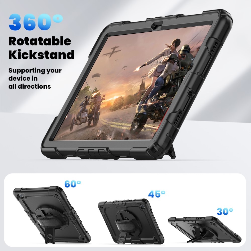 Full Protection Coque hybride antichoc avec bandoulière Samsung Galaxy Tab A9 Plus, noir