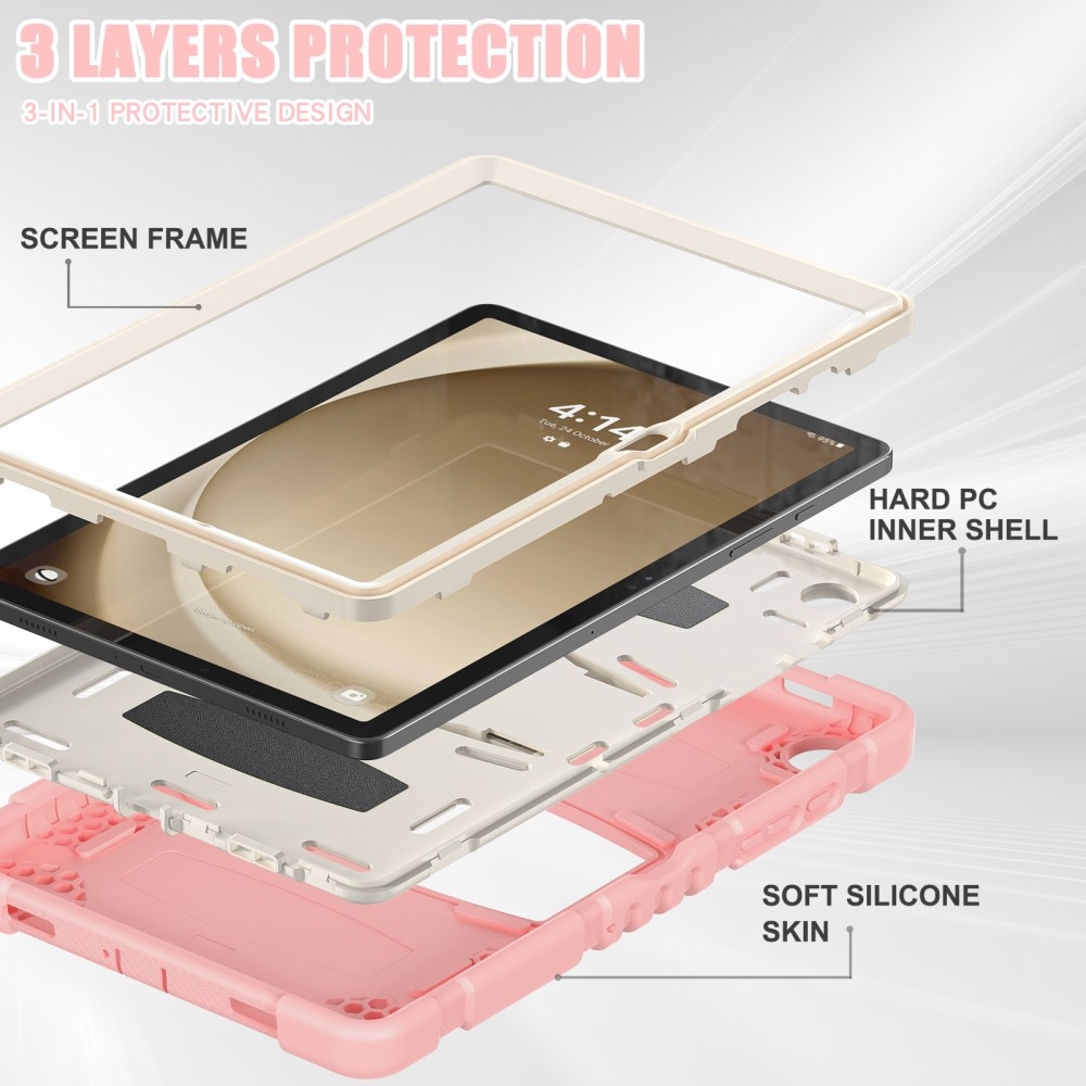 Coque hybride antichoc avec support Samsung Galaxy Tab A9 Plus, rose