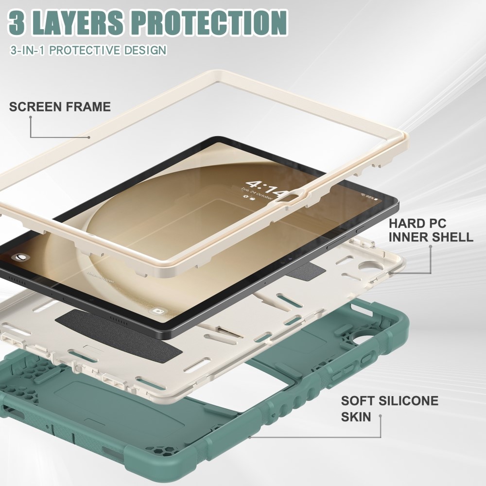 Coque hybride antichoc avec support Samsung Galaxy Tab A9 Plus, vert