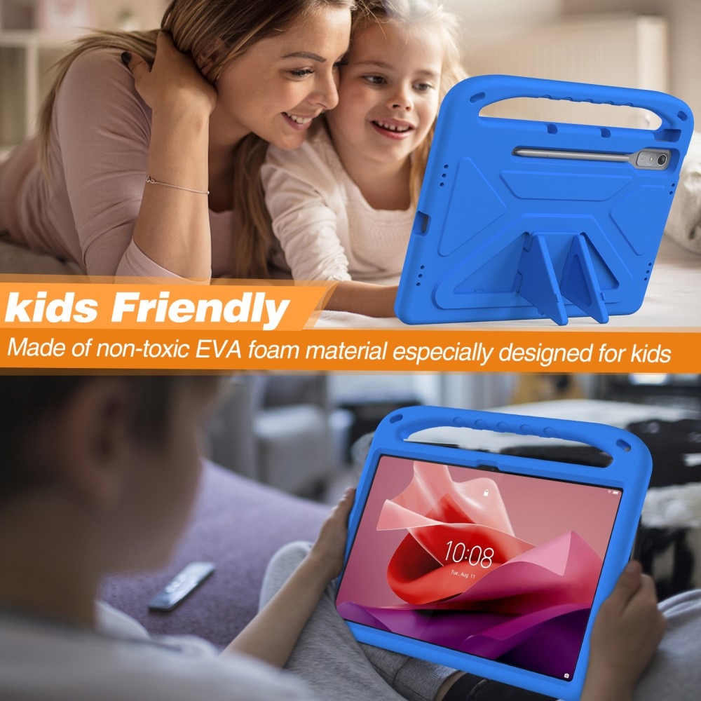 Coque EVA avec poignée pour enfants pour Lenovo Tab P12, bleu