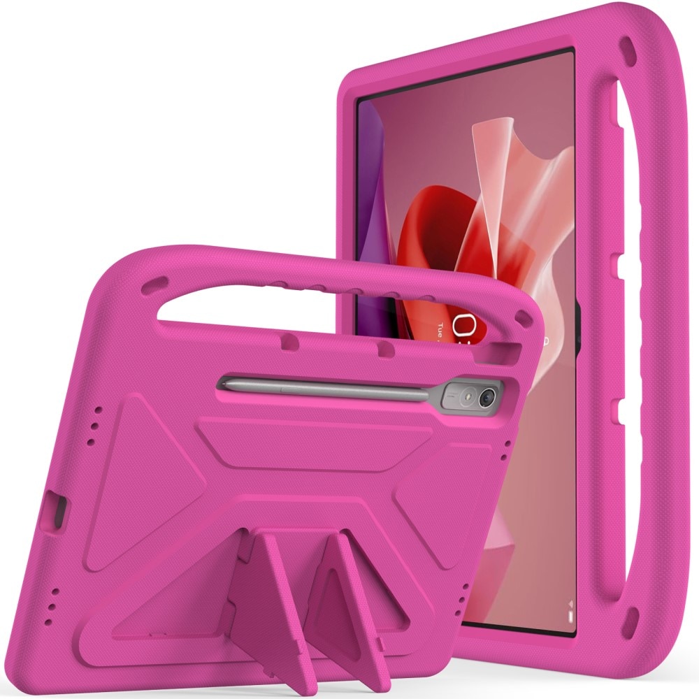 Coque EVA avec poignée pour enfants pour Lenovo Tab P12, rose