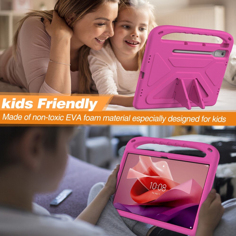 Coque EVA avec poignée pour enfants pour Lenovo Tab P12, rose