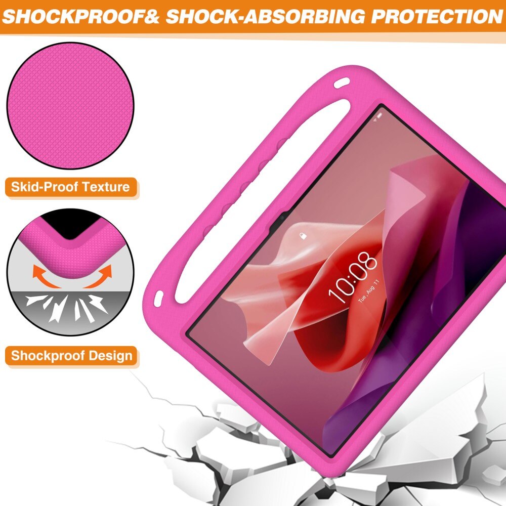 Coque EVA avec poignée pour enfants pour Lenovo Tab P12, rose