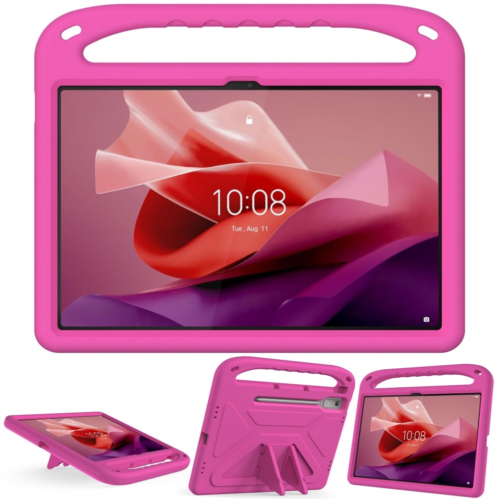 Coque EVA avec poignée pour enfants pour Lenovo Tab P12, rose