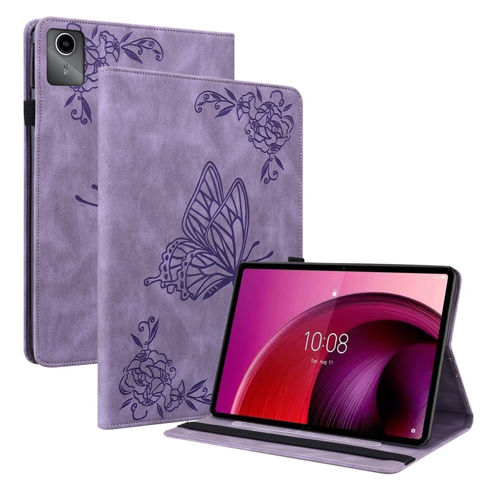 Étui en cuir avec papillons Lenovo Tab M11, violet