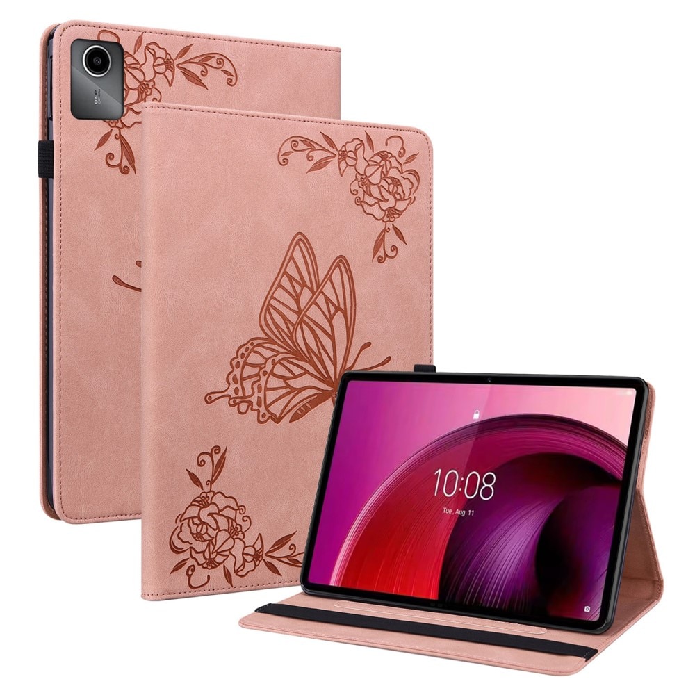 Étui en cuir avec papillons Lenovo Tab M11, rose