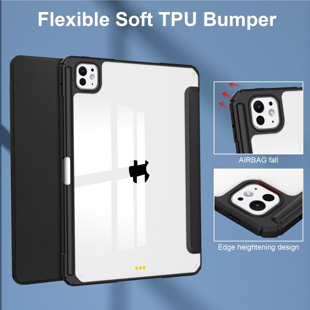 Étui Tri-Fold avec porte-stylo Apple iPad Pro 11 5th Gen (2024), Noir  / transparent