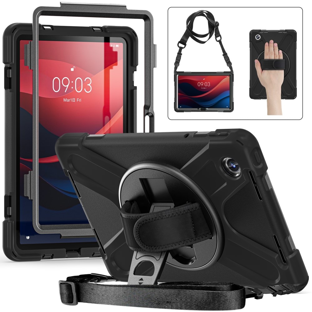 Coque hybride antichoc avec bandoulière Lenovo Tab M11o, noir