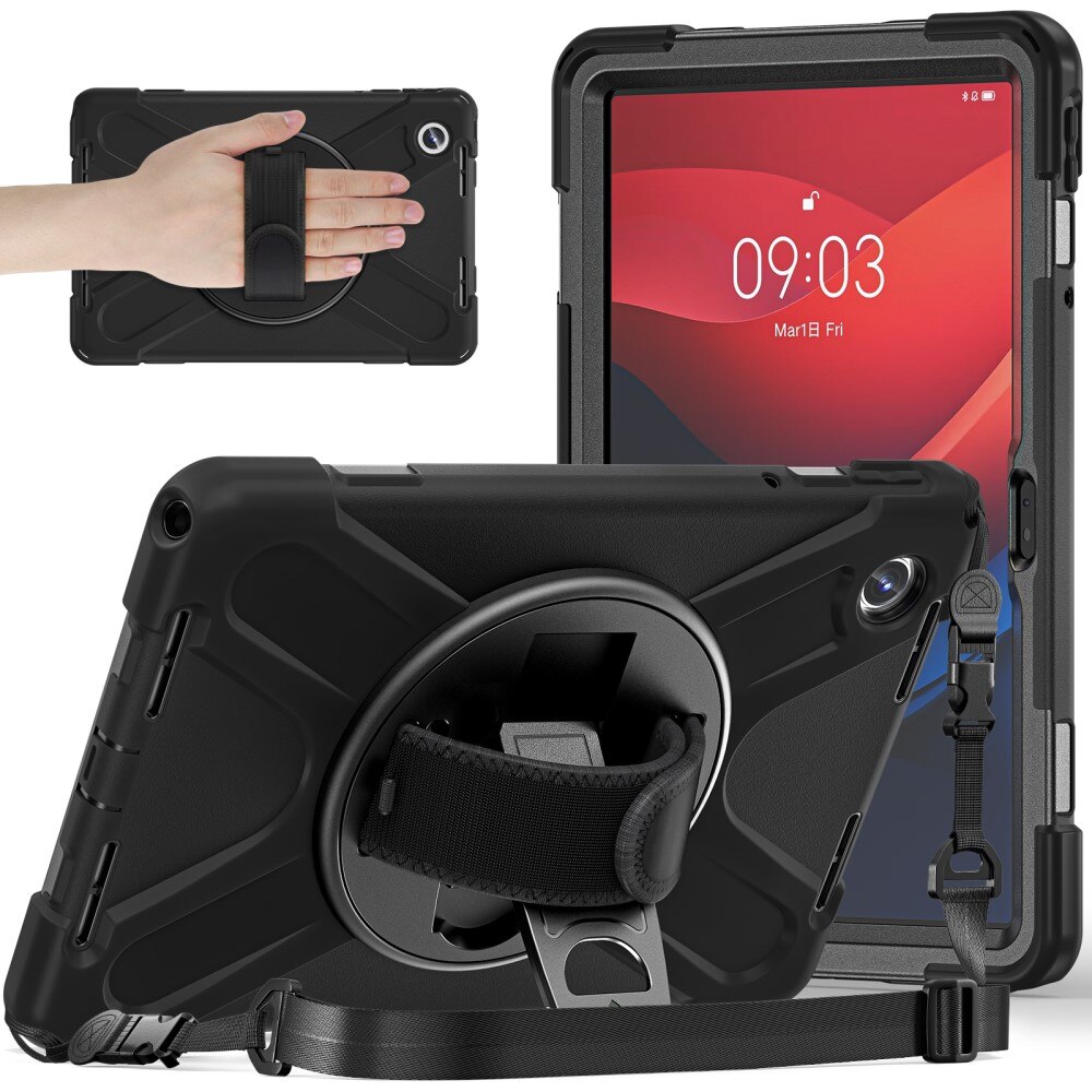 Coque hybride antichoc avec bandoulière Lenovo Tab M11o, noir