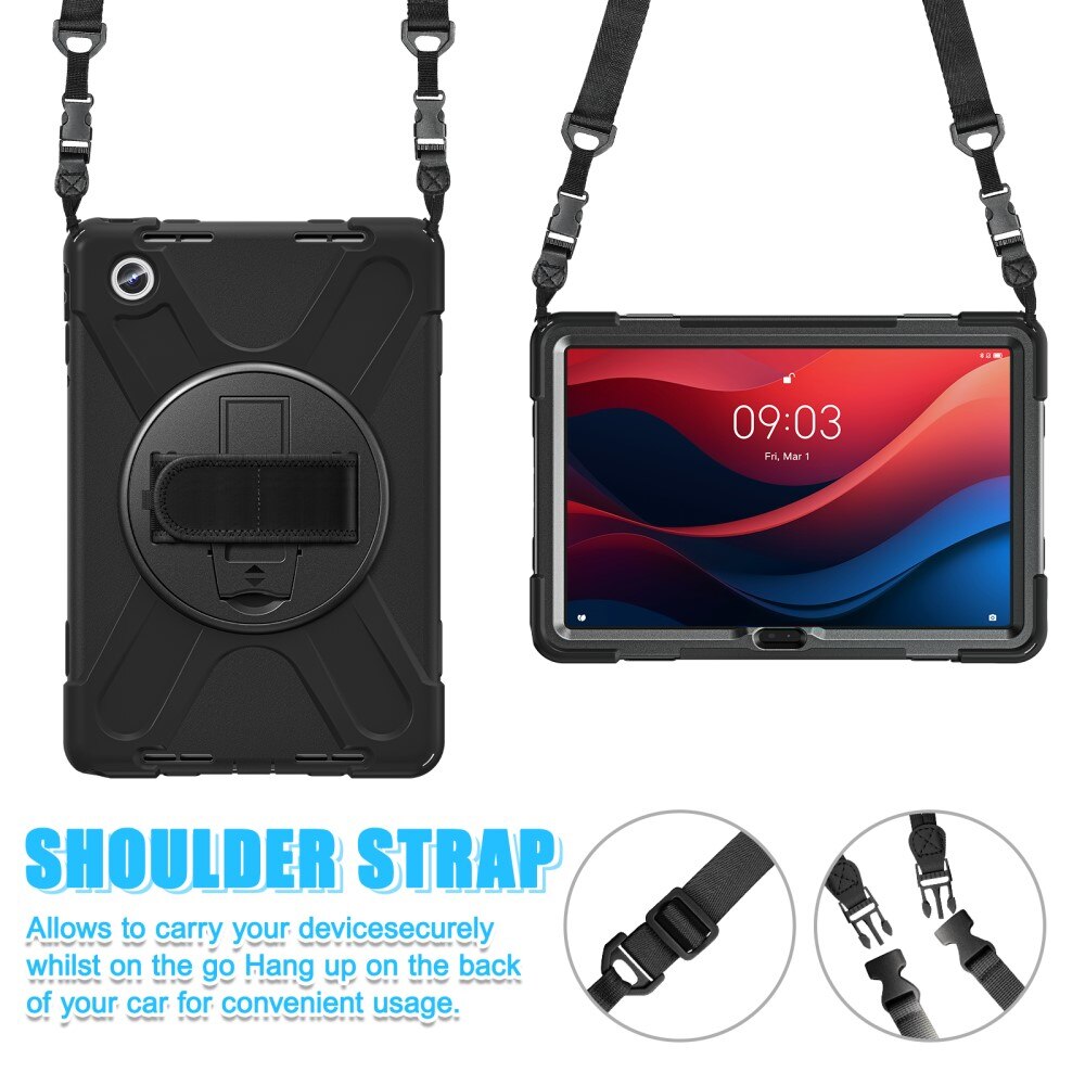 Coque hybride antichoc avec bandoulière Lenovo Tab M11o, noir