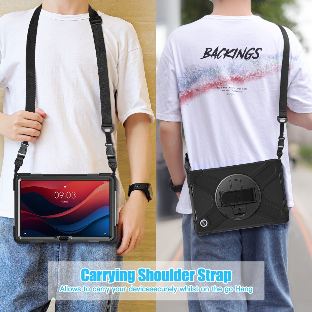 Coque hybride antichoc avec bandoulière Lenovo Tab M11o, noir