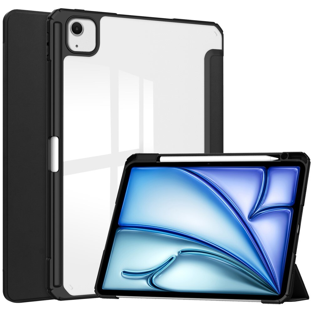 Étui Tri-Fold avec porte-stylo Apple iPad Air 13 2nd Gen (2025) noir/transparent