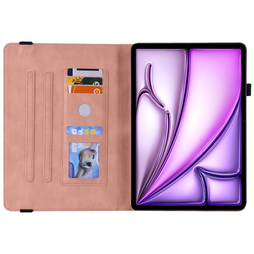 Étui en cuir avec papillons Apple iPad Air 11 7th Gen (2025) Rose
