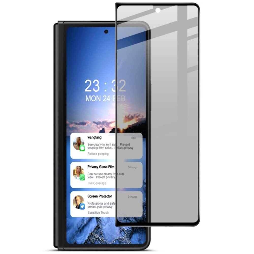 Protecteur d'écran complet de confidentialité en verre trempé Samsung Galaxy Z Fold 4 Noir