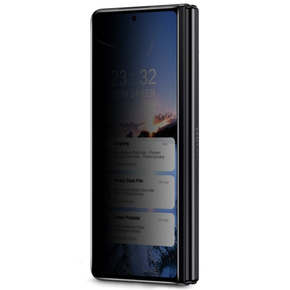 Protecteur d'écran complet de confidentialité en verre trempé Samsung Galaxy Z Fold 4 Noir