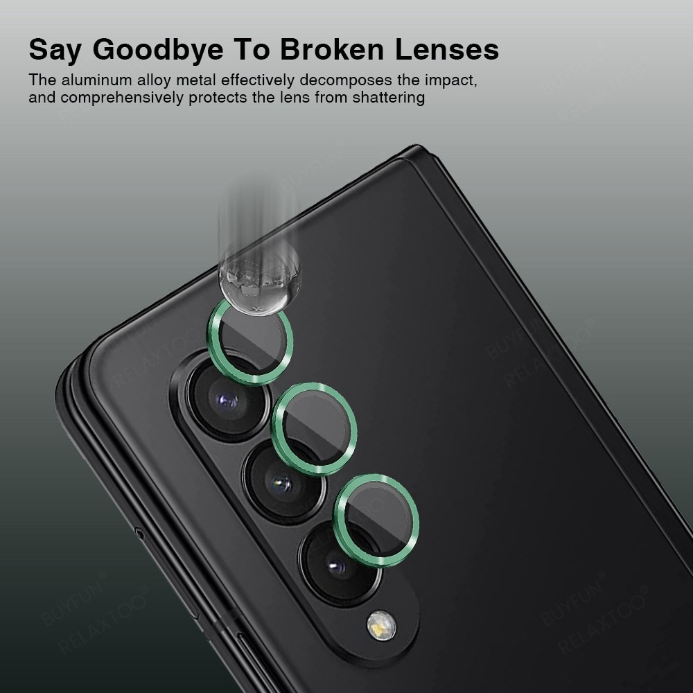 Protecteur d'objectif aluminium verre trempé Samsung Galaxy Z Fold 4 Noir