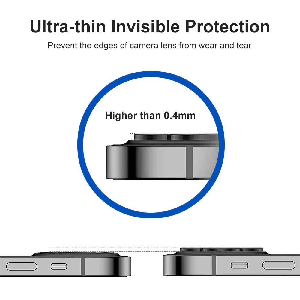 Protecteur d'objectif aluminium verre trempé iPhone 14 Pro Max, noir
