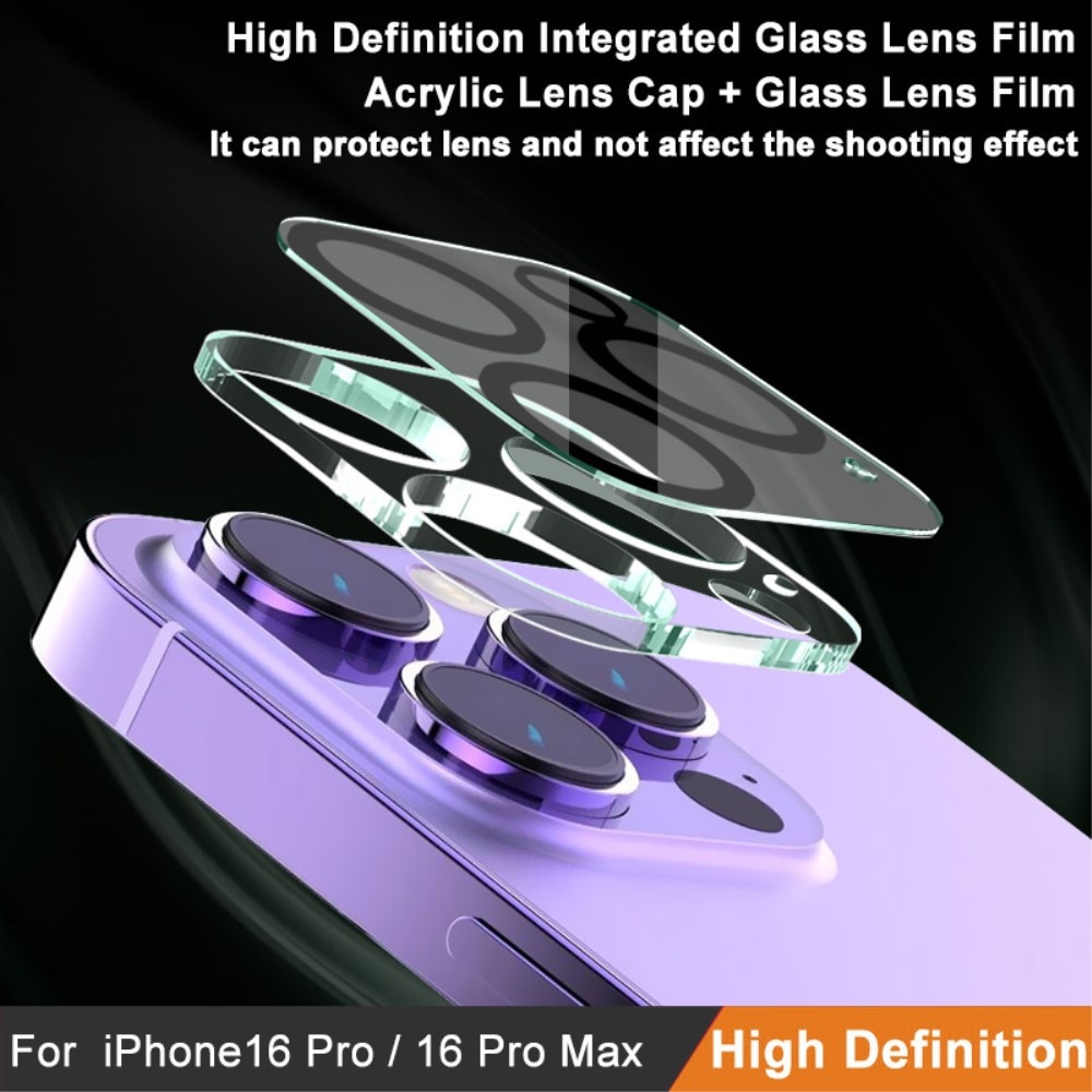Protecteur de lentille en verre trempé 0,2 mm iPhone 16 Pro Max, Transparent