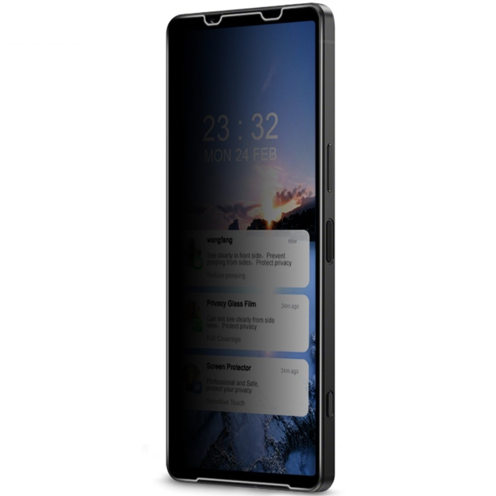 Protecteur d'écran complet de confidentialité en verre trempé Sony Xperia 1 IV Noir