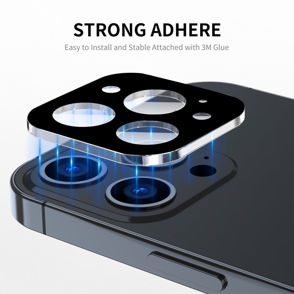 Protecteur d'objectif aluminium verre trempé iPhone 16 Pro Max, noir