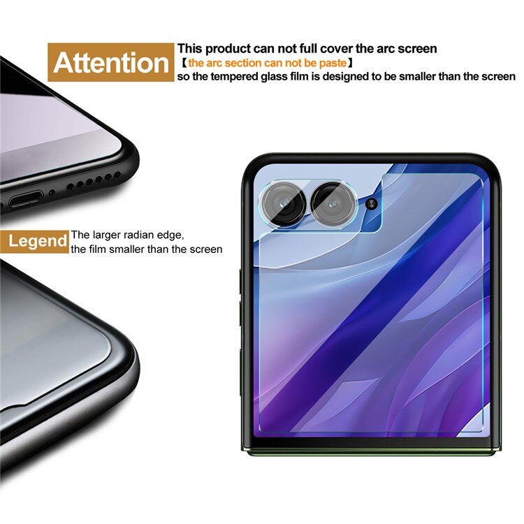 Protecteur d'objectif + Protection d'écran arriere en verre trempé Motorola Razr 60 Ultra Transparent