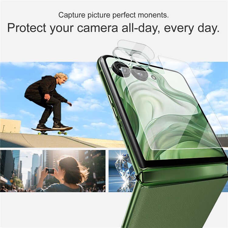 Protecteur d'objectif + Protection d'écran arriere en verre trempé Motorola Razr 60 Ultra Transparent