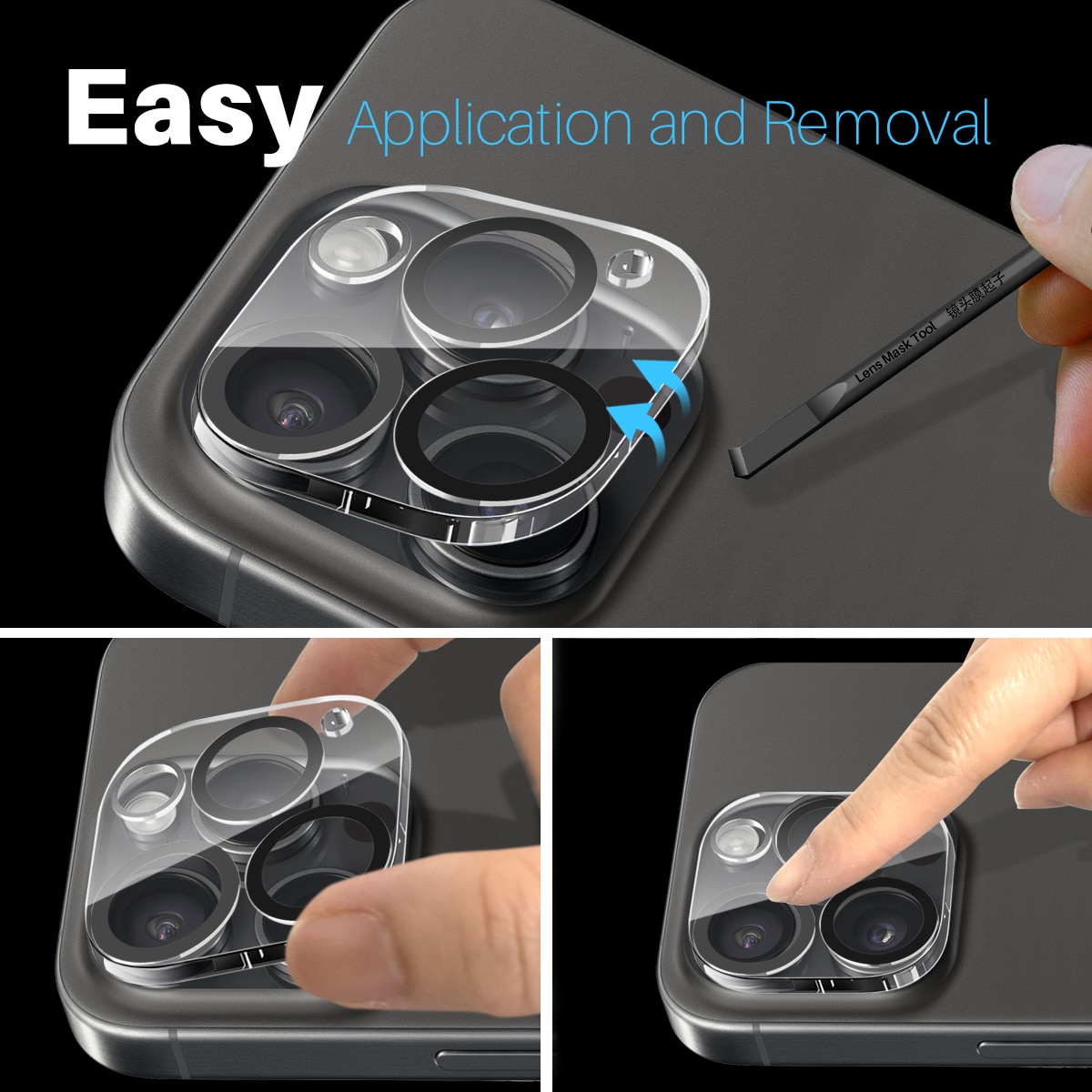 Protecteur d'objectif verre trempé iPhone 15 Pro (2 pièces)
