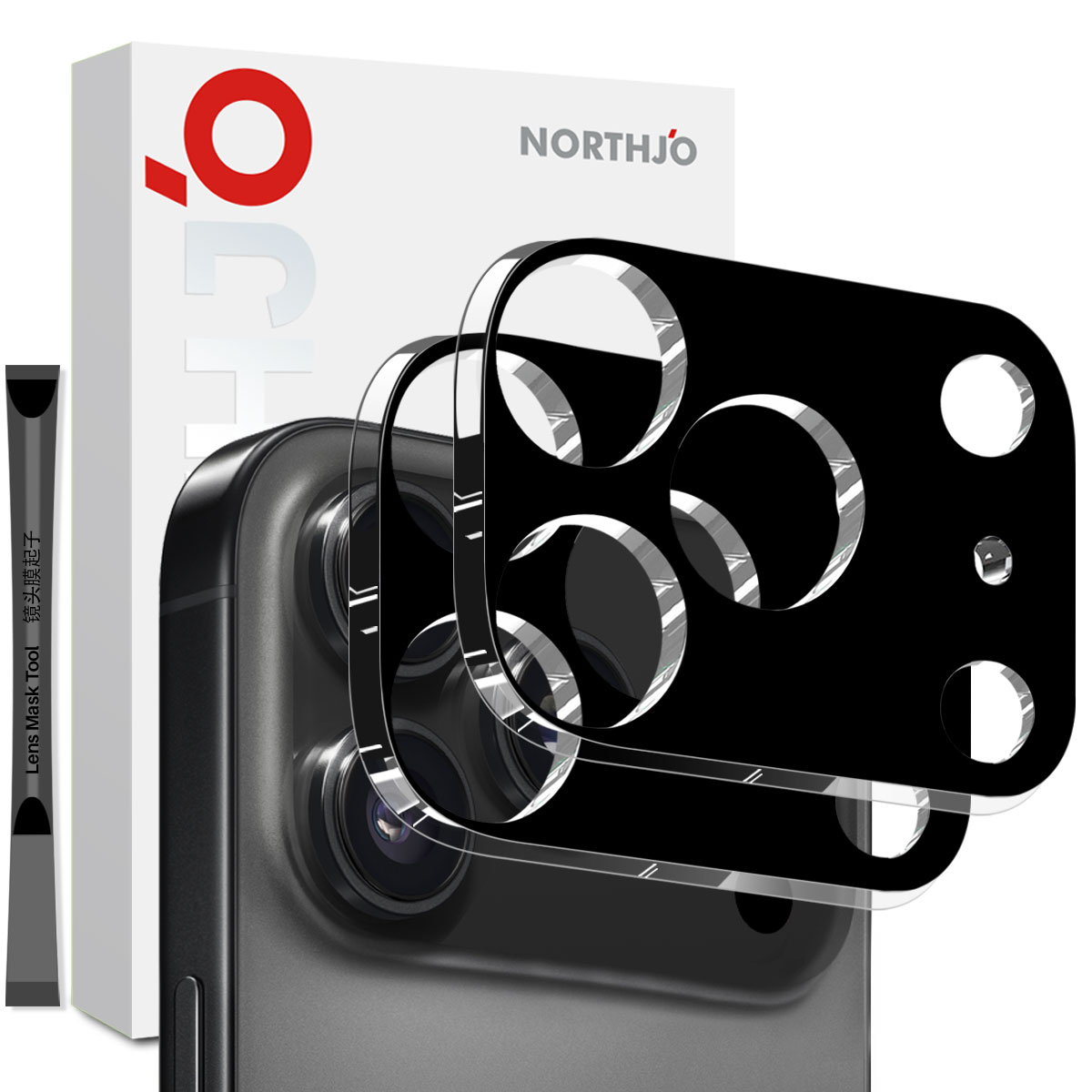 Protecteur d'objectif verre trempé iPhone 17 Pro (2 pièces) Noir