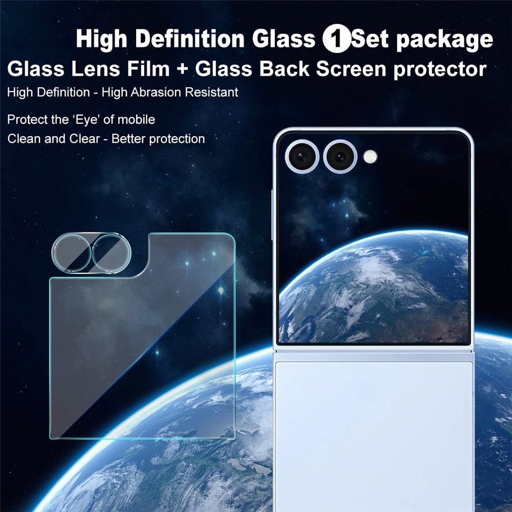 Protecteur d'objectif + Protection d'écran arriere en verre trempé Samsung Galaxy Z Flip 7 Transparent