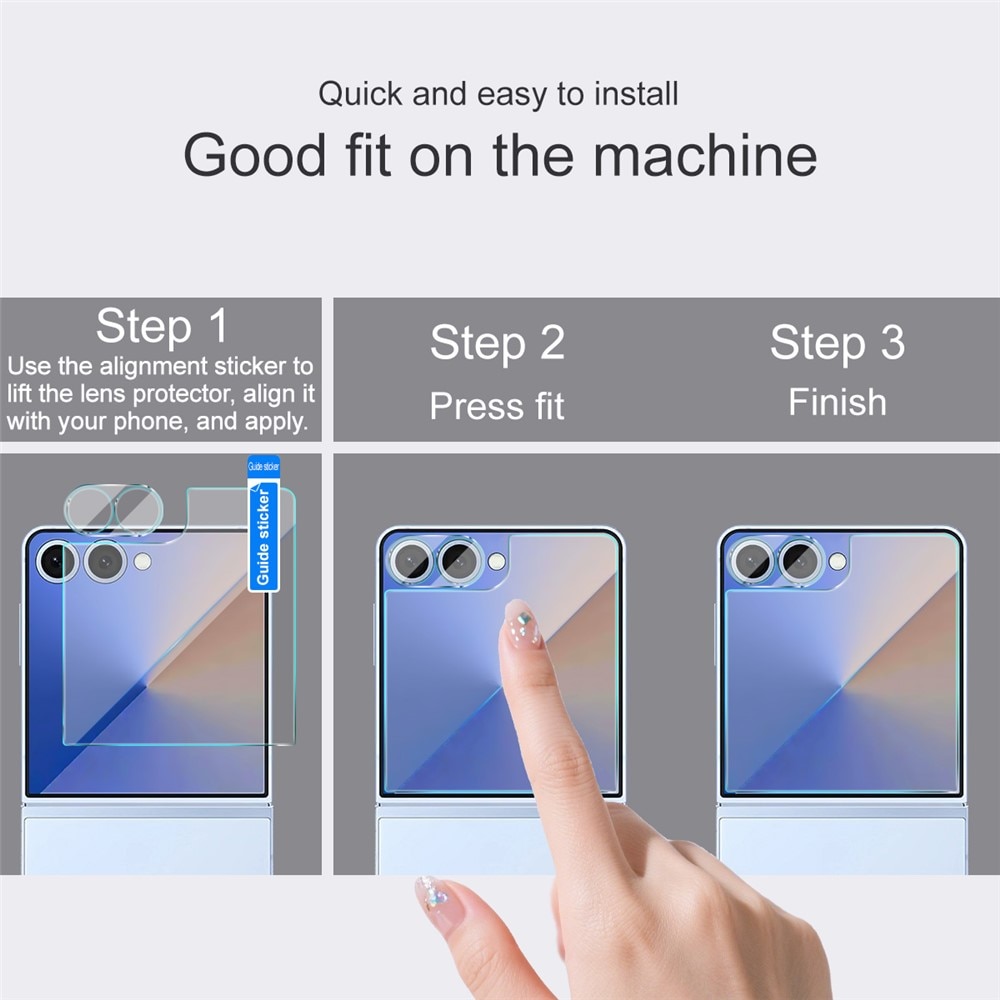 Protecteur d'objectif + Protection d'écran arriere en verre trempé Samsung Galaxy Z Flip 7 Transparent