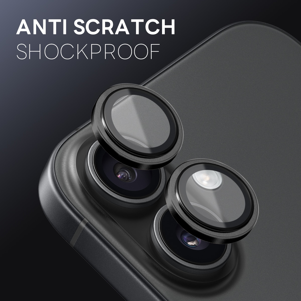 Protecteur d'objectif aluminium verre trempé iPhone 17 Noir
