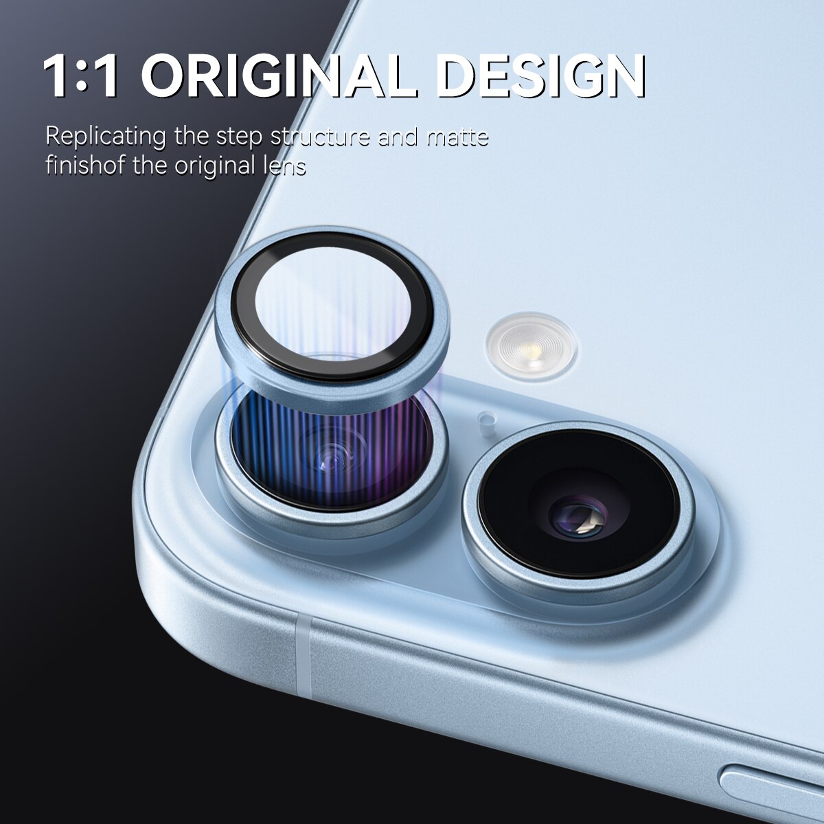 Protecteur d'objectif aluminium verre trempé iPhone 17 Bleu
