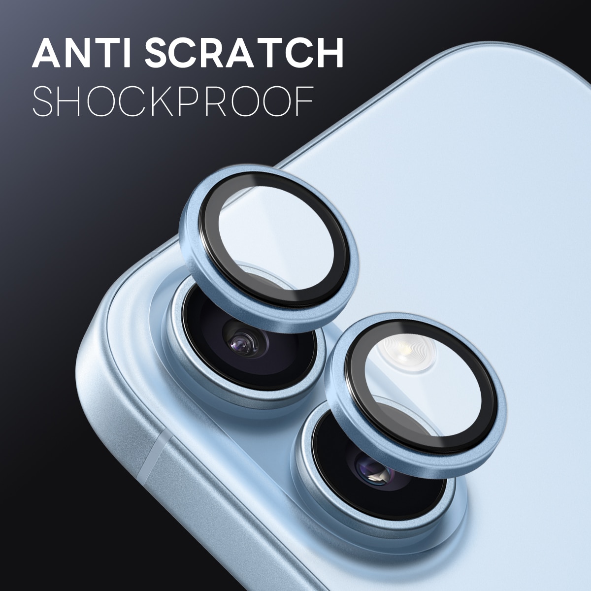 Protecteur d'objectif aluminium verre trempé iPhone 17 Bleu