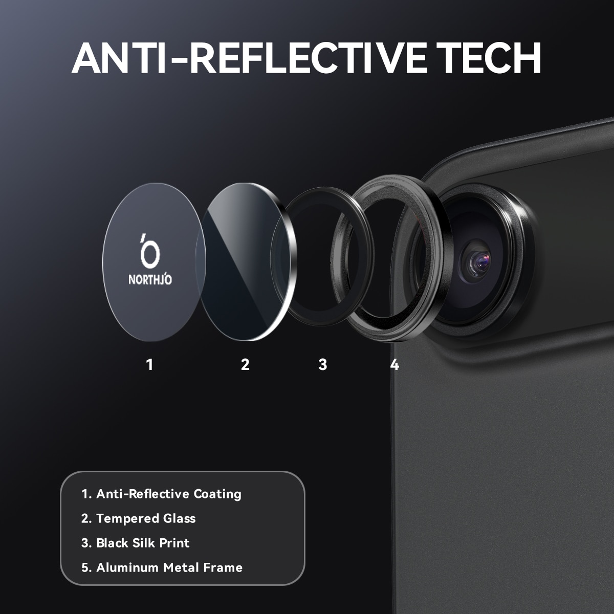 Protecteur d'objectif aluminium verre trempé iPhone 17 Air Noir