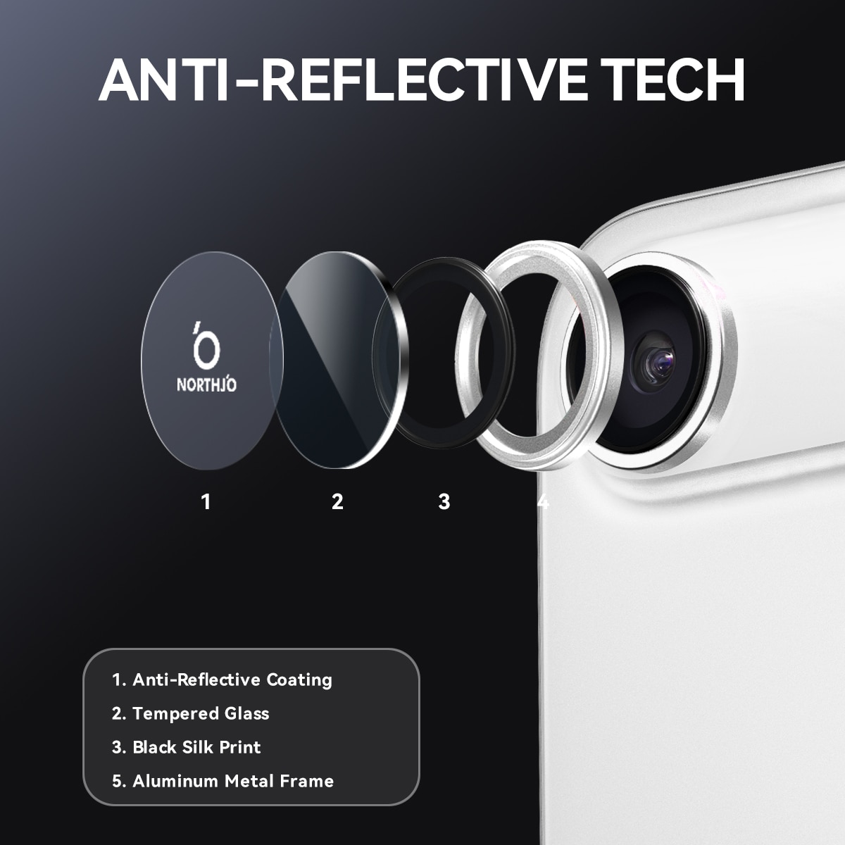 Protecteur d'objectif aluminium verre trempé iPhone 17 Air Argent