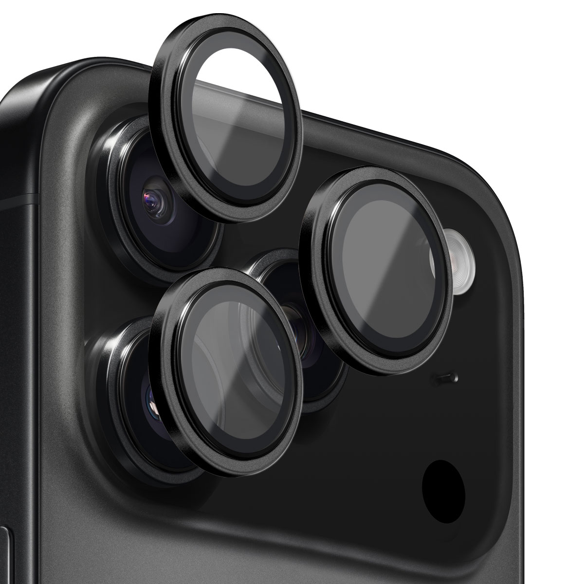 Protecteur d'objectif aluminium verre trempé iPhone 17 Pro Max Noir