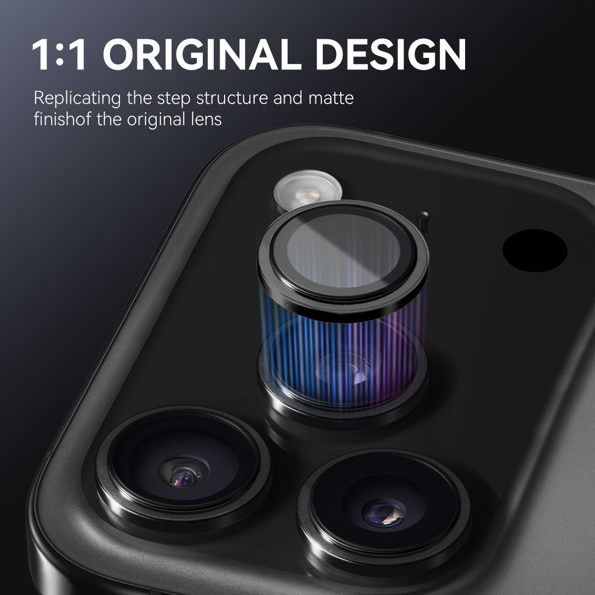 Protecteur d'objectif aluminium verre trempé iPhone 17 Pro Max Noir