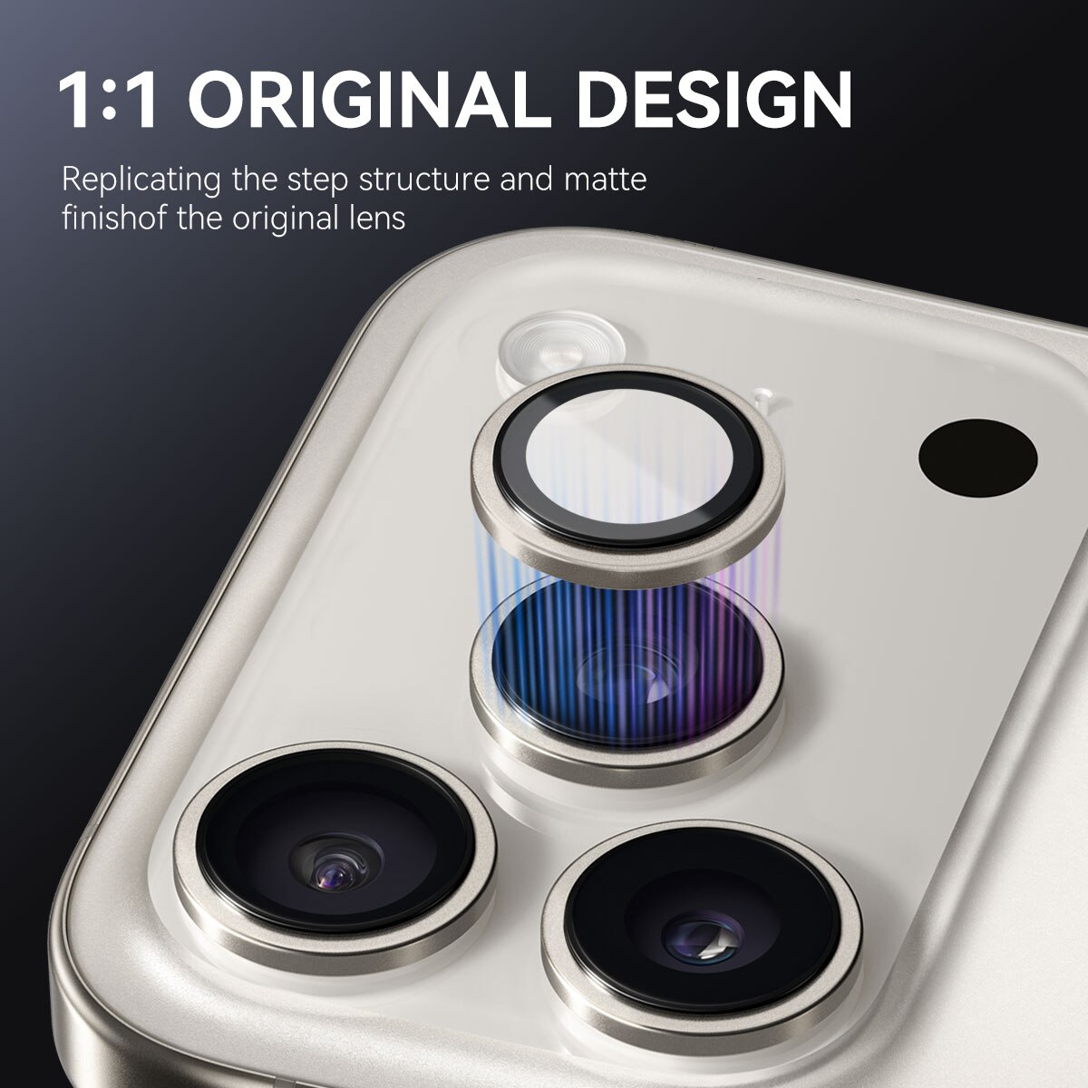 Protecteur d'objectif aluminium verre trempé iPhone 17 Pro Gris