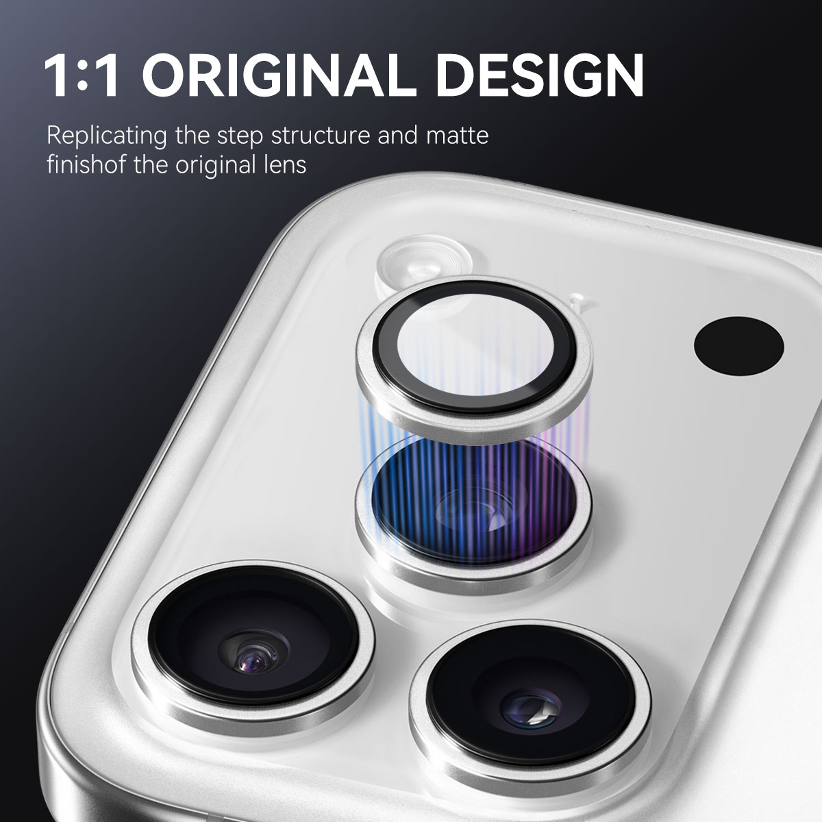 Protecteur d'objectif aluminium verre trempé iPhone 17 Pro Max Argent